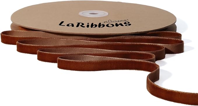 LaRibbons Thin Velvet Ribbon 3/8 Inch x 25 Yards, Gift Wrapping, Wreath Bow by LaRibbons