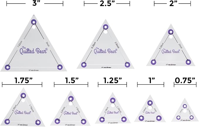 The Quilted Bear Triangle Quilting Templates – 8 Clear Non-Slip Acrylic Quilt - Image 2