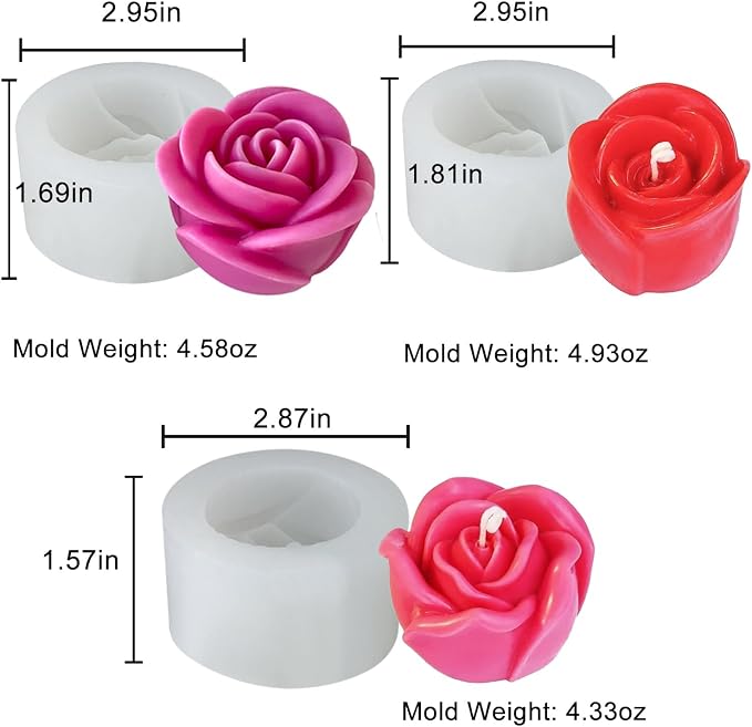 3 PCS Rose Silicone Molds Soap 3D Flower Mold Candle Mold Clay Resin Molds - Image 3