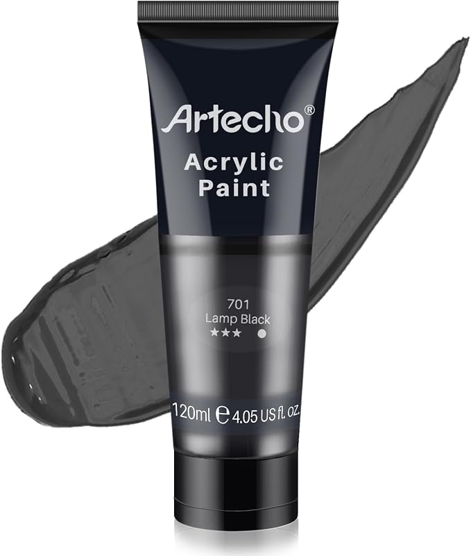 Artecho Black Acrylic Paint, Lamp Black Paint Tubes, Art Craft Paints by Artecho
