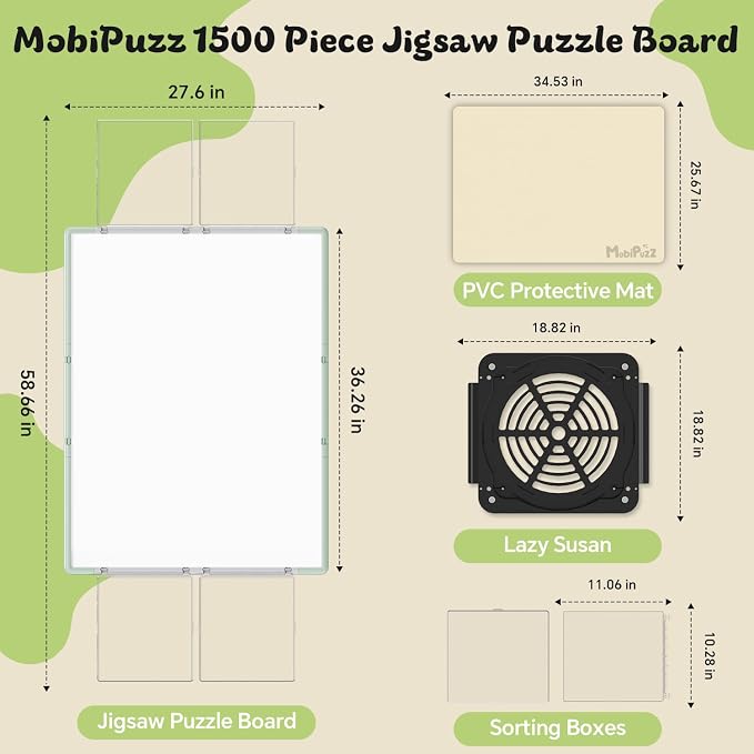 1500 Pieces Puzzle Board 3-in-1 Double-Sided & Rotating & Tilting, Plastic - Image 2