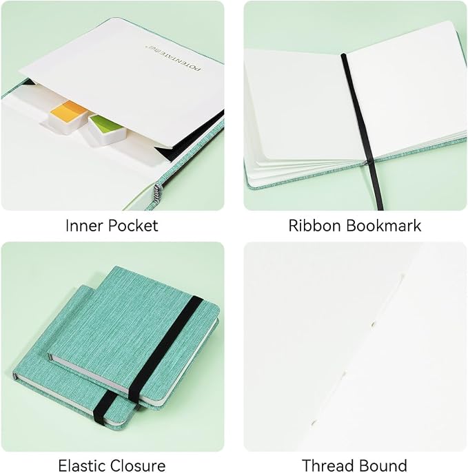 Lightwish Square Watercolor Journal, 100% Cotton, 300gsm/140lb, 24 Sheets Cold - Image 3