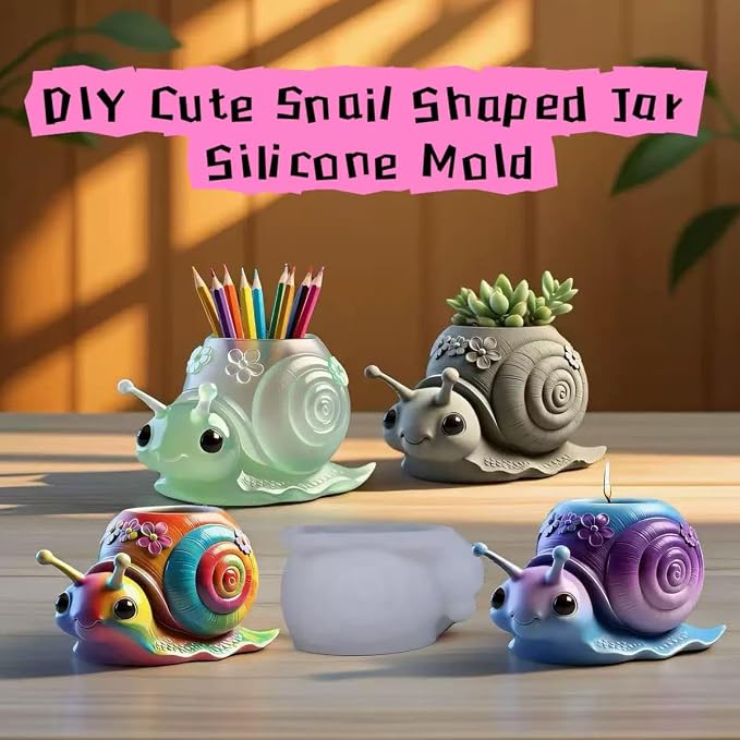 Animal Resin Molds Silicone 3D Cute Snail Epoxy Resin Plaster Candle Holder Wax - Image 3