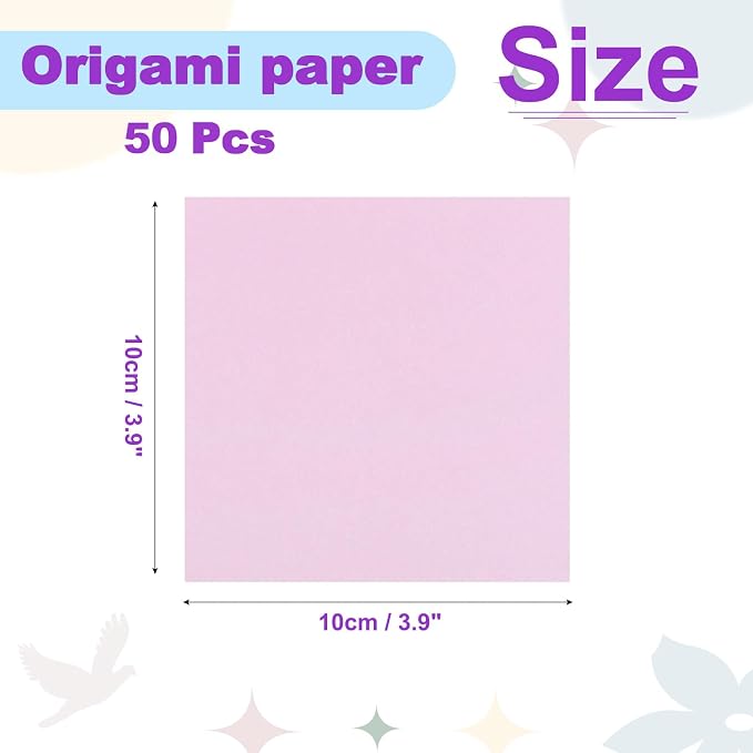DMiotech 50 Sheets 3.9x3.9 Inch Origami Paper Large, 7 Colors Pink Square - Image 4