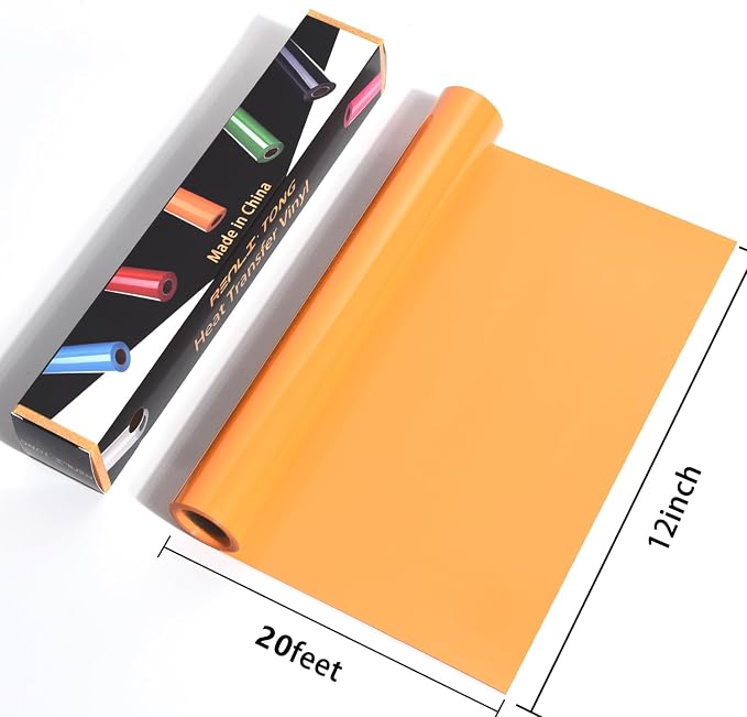 RENLITONG Yellow Orange Iron on Vinyl 12Inch by 20ft Roll HTV Heat Transfer - Image 3
