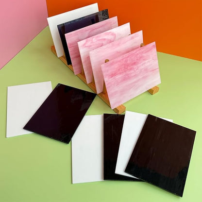ILLUCKAI 12 Sheets Black + White +Pink Stained Glass Sheets, 4 x 6 inch Stained - Image 4