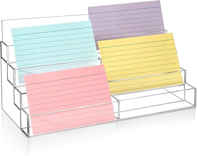 4 Tier Index Card Display Stand 3x5 Acrylic Card Holder by SHIQIKEJIPTY