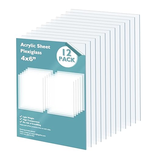 Egofine Plexiglass Sheets Acrylic Sheets 12 Pack of 4x6’’ 0.04 Thick Clear by Egofine