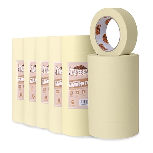 TAPEBEAR General Purpose Masking Tape Beige White 1.88 Inches x 60 Yards by TAPEBEAR