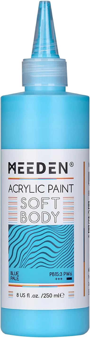 MEEDEN Soft Body Acrylic Paint: Blue Pale Matte Finish - 250ml/8.45oz Bulk by MEEDEN