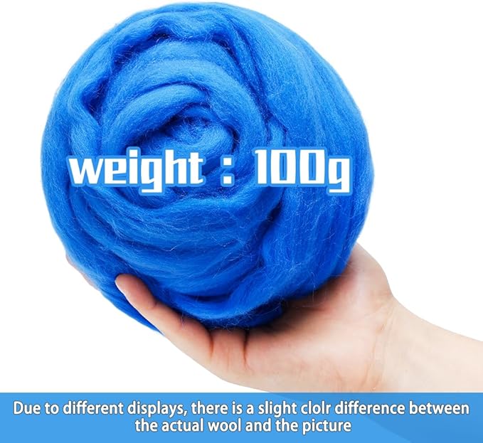 3.53oz Wool Roving Yarn, Wool Felting Supplies, Pure Wool, Chunky Yarn - Image 2