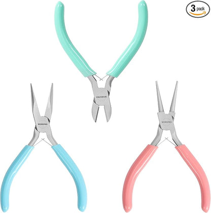 WORKPRO Jewelry Pliers Set, 3 Pack Jewelry Making Tool Kit Includes Mini Needle by WORKPRO