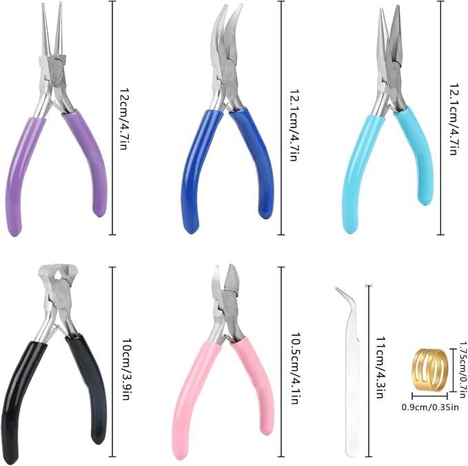 5 Pcs Jewelry Making Pliers Tools, Includes Needle, Bent & Zipper Pliers - Image 2
