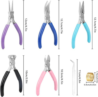 5 Pcs Jewelry Making Pliers Tools, Includes Needle, Bent & Zipper Pliers - Image 2