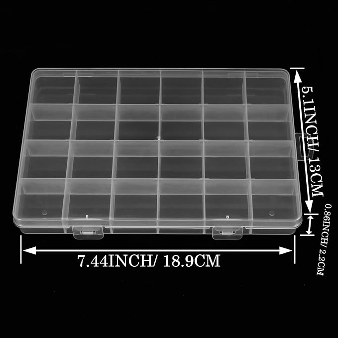 2pcs 24 Grids Clear Plastic Organizer Box Fixed Compartment Storage Container - Image 5