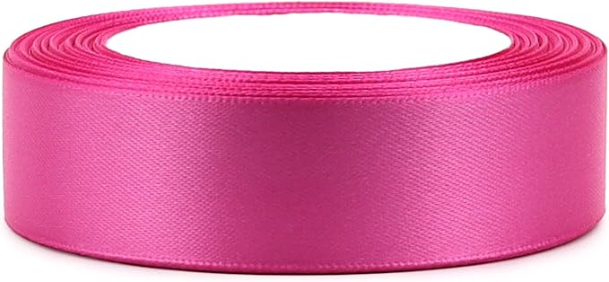 Hot Pink Solid Satin Ribbon 1 Inch 25 Yards Solid Polyester Fabric Ribbon - Image 3