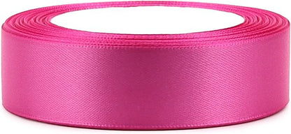 Hot Pink Solid Satin Ribbon 1 Inch 25 Yards Solid Polyester Fabric Ribbon - Image 3