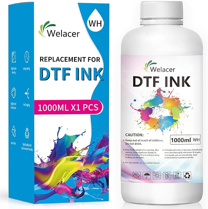 DTF Ink White 1000ml for I3200 XP600 R1390 L1800, ET-2850 XP-15000, Heat by WelacerBrand