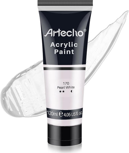 Artecho White Acrylic Paint, Pearl White Tubes, Art Craft Paints by Artecho