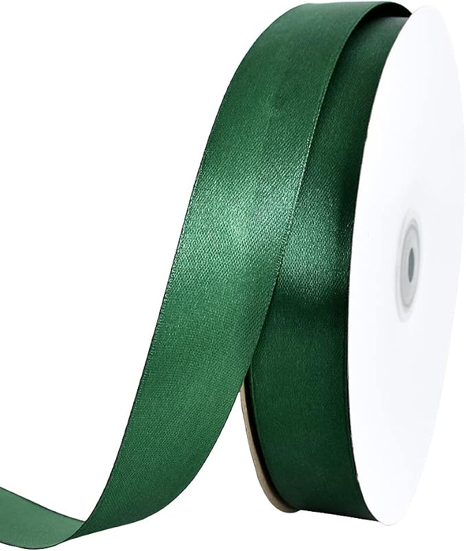 TONIFUL 1 Inch x 100yds Christmas Green Satin Ribbon, Thin Solid Color Satin by TONIFUL