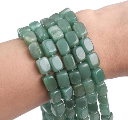 Natural Green Aventurine Cuboid Stone Loose Semi Gemstone Beads - Image 4