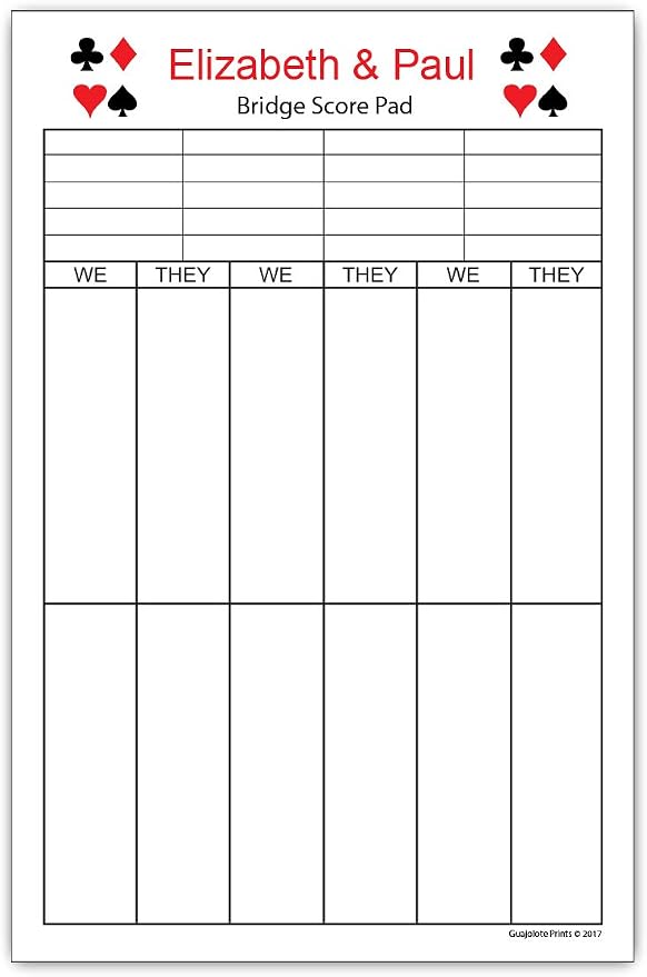 Personalized Bridge Score Pad by Guajolote+Prints