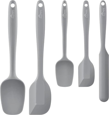 HOTEC 600℉ Heat Resistant BPA-Free Silicone Rubber Spatula Set, Kitchen Cooking by Hotec