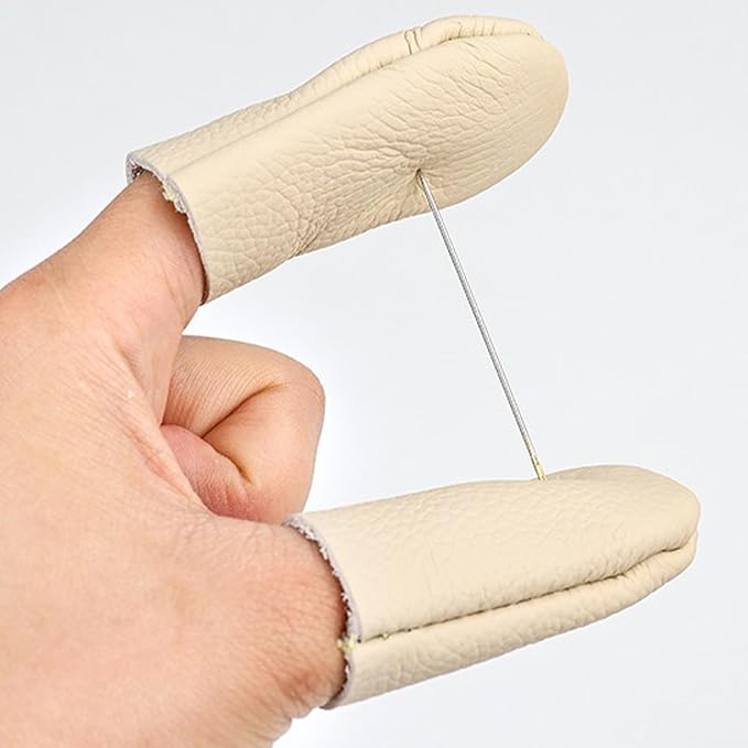 4 Pairs Leather Finger Protector Needle Felting Knitting Finger Thimble Guards - Image 5