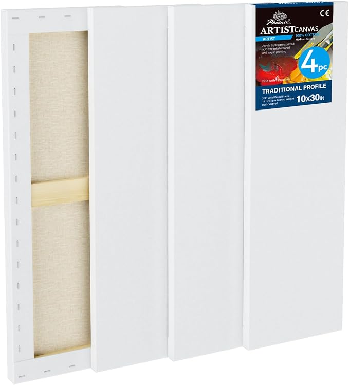 PHOENIX 10x30 Inch 4 Pack Artist Canvas by PHOENIX