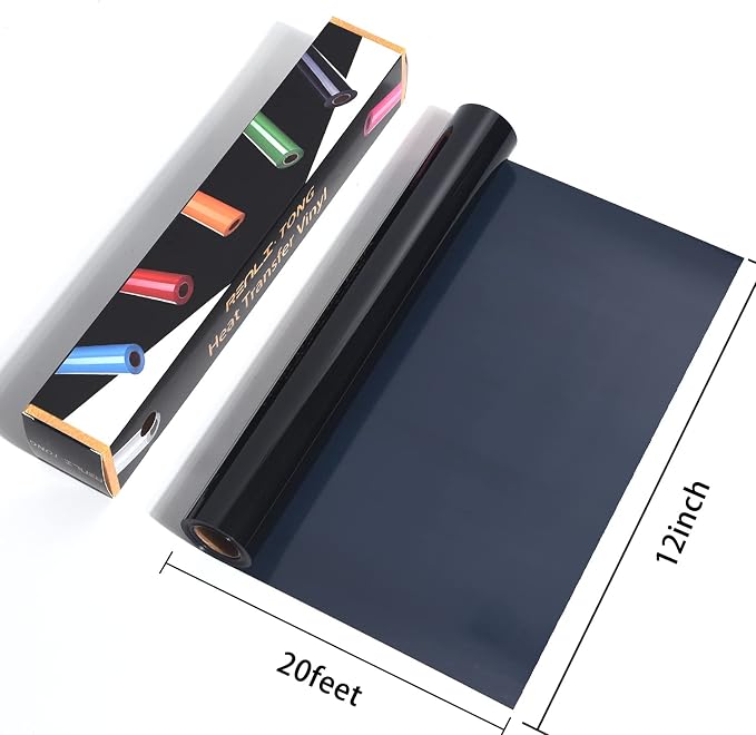 RENLITONG Black Iron on Vinyl 12Inch by 20ft Roll HTV Heat Transfer Vinyl - Image 3