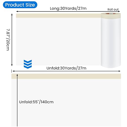 TAPEBEAR Upgrade Pre-Taped Masking Film Extra Thick, High Temp Tape and Drape - Image 7