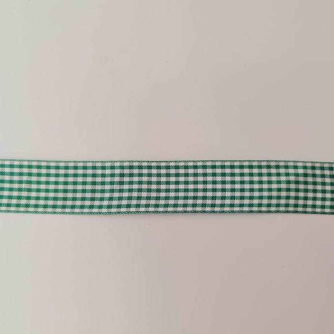Green and White Woven Edge Plaid Ribbon 100% Polyester Gingham Ribbon 25 Yards - Image 9
