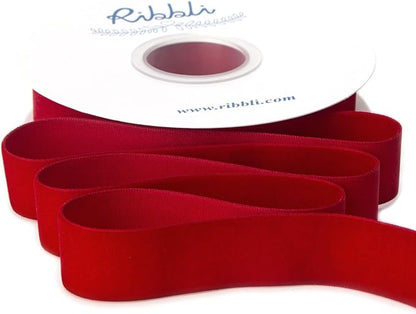 Ribbli Polyester Dark Red Velvet Ribbon, 1 Inches Continuous10-Yard Spool by Ribbli