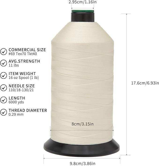 Extra Strong Bonded Nylon Thread #69 Tex70 – 16 OZ, Versatile Stitching Solution - Image 2