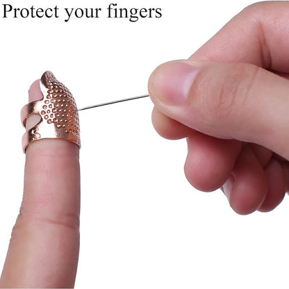 J.CARP 4Pcs Sewing Thimble, Metal Rose Gold Color Sewing Thimble Finger - Image 4