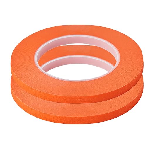 QDiShi 2 Pack 1/4" inch x 60yd Orange Painters Tape Easy Removal Thin Narrow by QDiShi