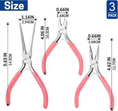 3 PCS Mini Pliers Set, Diagonal and Long Nose, Small Plier Tool - Image 2
