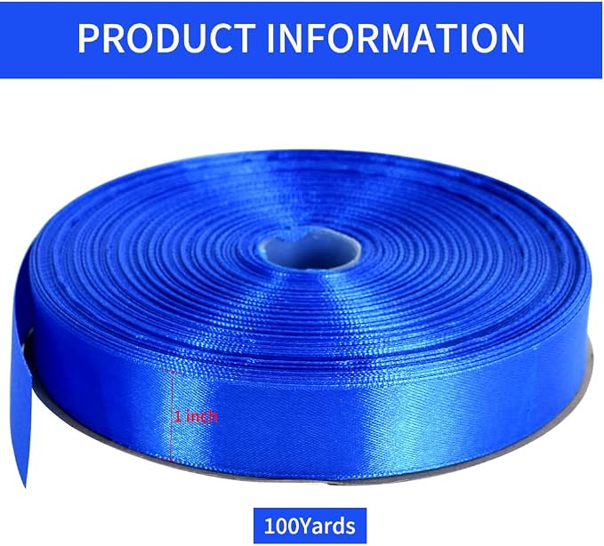 TONIFUL 1 Inch x 100yds Royal Blue Satin Ribbon, Thin Solid Color Satin Ribbon - Image 2