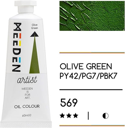 MEEDEN Artist Grade Oil Paint: Olive Green - 60ml/2oz Tube - Professional Art - Image 2