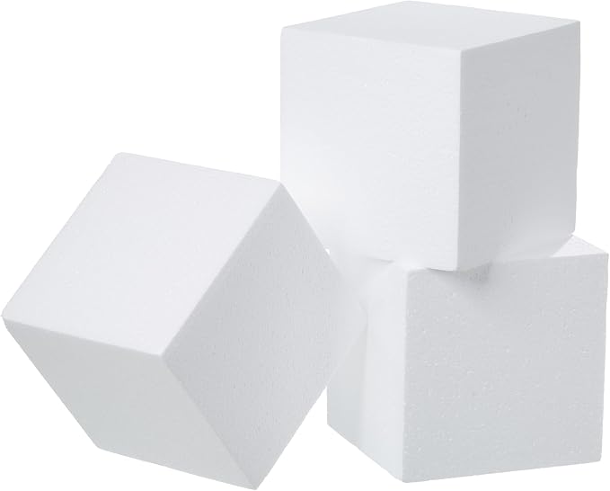 Crafare 3 Pack Craft Foam Blocks 5x5x5 Inch Polystyrene Square Foam Cubes - Image 2