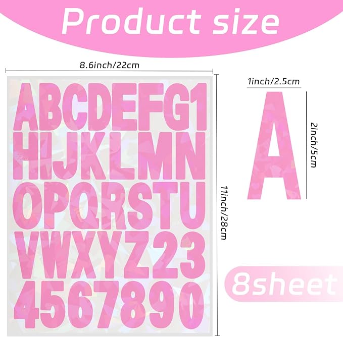 Starboling Letter Stickers, 2 inch 8 Sheets Pink Alphabet Sticker, Self - Image 2