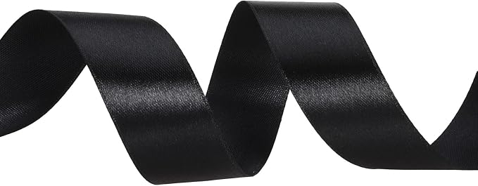 1 Inch Black Solid Satin Ribbon, 50 Yards Craft Fabric Ribbon - Image 3