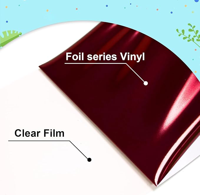 Sheet Metallic Foil Heat Transfer Vinyl Wine red, 12*10*12PCS Bundle Chrome HTV - Image 3