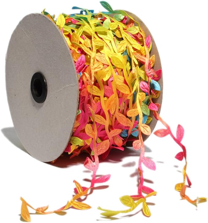 BASOKAN Colorful Rainbow Leaves Leaf Ribbon Trim Rope by BASOKAN