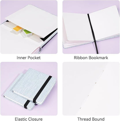 Lightwish Square Watercolor Journal, 100% Cotton, 300gsm/140lb, 24 Sheets Hot - Image 4