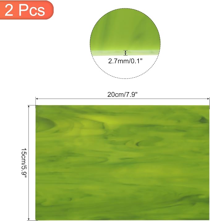 MECCANIXITY 2 Pcs Stained Glass Sheet Mosaic Tile 7.9 Inch x 5.9 Inch Green - Image 2