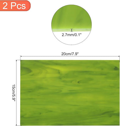 MECCANIXITY 2 Pcs Stained Glass Sheet Mosaic Tile 7.9 Inch x 5.9 Inch Green - Image 2