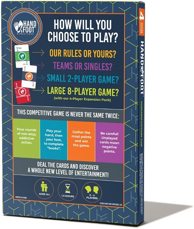 Hand & Foot Remastered 4 Player Edition + Bonus 120-Page Scorepad – Card Game - Image 2