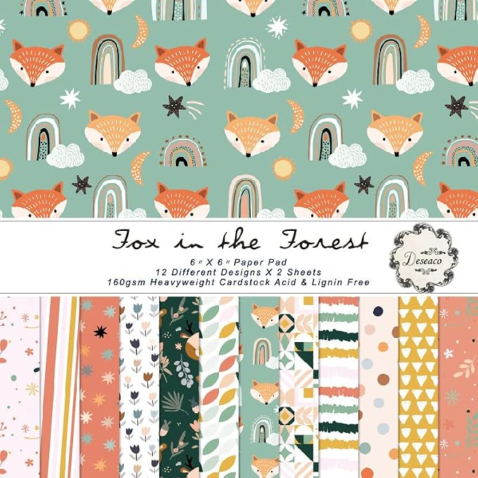 Woodland Animal Print Scrapbook Paper Pad, 6x6 inches, 24 Sheets, Earth Tones by SXUSALLC