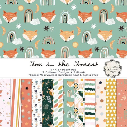 Woodland Animal Print Scrapbook Paper Pad, 6x6 inches, 24 Sheets, Earth Tones by SXUSALLC